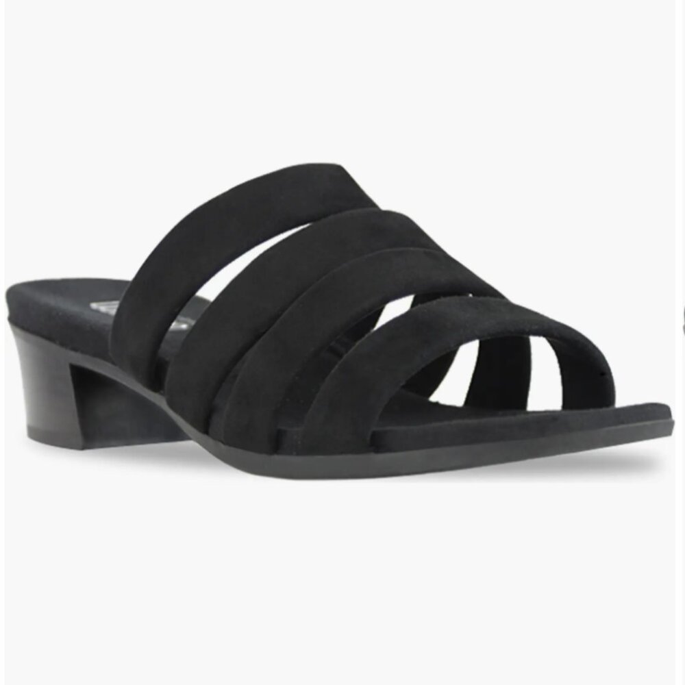Munro Black Multi-Strap Low Block Heel Sandal